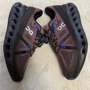 $160 On Running Cloudsurfer Black Cobalt Sneakers Shoes 7
